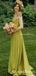 Simple V-neck Spaghetti Strap Charming A-line Long Cheap Beach Wedding Dresses, WDS0003