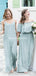 Mismatched Blue Chiffon A-line Long Cheap Bridesmaid Dresses, BDS0097