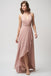 Boho Deep V Neck High Low Pink Chiffon Cheap Bridesmaid Dresses, QB0872