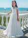 New Arrival Round Neck Short Sleeve Off-White Chiffon Long Cheap Flower Girl Dresses, FGS0008