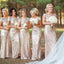 Best Sale Cap Sleeve Sequin Mermaid  Gold Bridesmaid Dresses, Long bridesmaid Dresses Online, QB0001