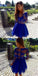 Pretty V-Neck Long Sleeves Royal Blue Short Cheap Homecoming Dresses, QB0191