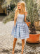 Sweetheart Blue Satin A-line Short Cheap Party Homecoming Dresses, HDS0023