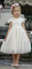 Charming Ivory Tulle Round Neck Short Sleeve Long Cheap Flower Girl Dresses, FGS0007