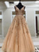 Long Lace Applique Prom Dresses Cheap Ball Gown Prom Dress, QB0283