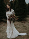 Long Sleeve Vintage Wedding Dresses Backless Rustic Lace Wedding Dresses, QB0323