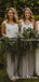 Two Piece Charming Elegant V-neck Sleeveless Grey Jersey A-line Long Cheap Bridesmaid Dresses, BDS0002