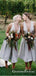 Cheap Deep V Neck Sleeveless A Line Satin Short Bridesmaid Dresses, QB0730