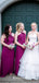 A-Line Cross Neck Long Cheap Fuchsia Chiffon Bridesmaid Dresses, QB0709