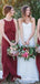 Cheap Scoop Neck Sleeveless Split Chiffon Long Bridesmaid Dresses, QB0728
