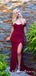 Mermaid Off-the-Shoulder Burgundy Sweep Train Prom Dresses, QB0731