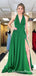 Charming A-Line Halter Long Cheap Prom Dresses with Slit, QB0639
