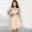 Round Neck Long Sleeves Cheap Short Homecoming Dresses with Appliques, QB0216