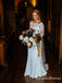 Elegant Off Shoulder Long Sleeve Lace Long Cheap Wedding Dresses, QB0855