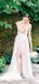 Simple A-Line Round Neck Backless White Tulle Wedding Dresses with Appliques, QB0811