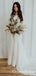 Long Sleeves Scoop Charming Elegant Ivory Satin Long Cheap Mermaid Wedding Dresses, QB0934