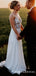 Sexy V-neck Spaghetti Strap With Top Lace Long Cheap Wedding Dresses, QB0851
