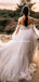 Off-The-Shoulder Long Sleeve A-line Tulle Long Cheap Wedding Dresses, WDS0056
