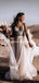 New Arrival V-neck Beaded Tulle A-line Long Cheap Beach Wedding Dresses, WDS0045