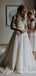 Elegant Sweetheart Off-White Tulle Lace Appliqued A-line Long Cheap  Wedding Dresses, WDS0004