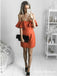 A-Line Off-the-Shoulder Short Orange Satin Cheap Homecoming Dresses with Ruffles, QB0903