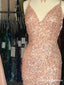 2021 Newest Tight Sparkle Peach Sequins Homecoming Dresses, QB0886