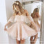 A-Line Off-Shoulder Short Blush Pink Lace Cheap Homecoming Dresses Online, QB0044