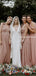 Newest Hot Selling Mismatched Pink Tulle A-line Long Cheap Wedding Party Bridesmaid Dresses, BDS0004