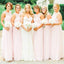 A-line Pearls Beaded Bodice Pink Chiffon Long Wedding Party Bridesmaid Dresses, QB0649