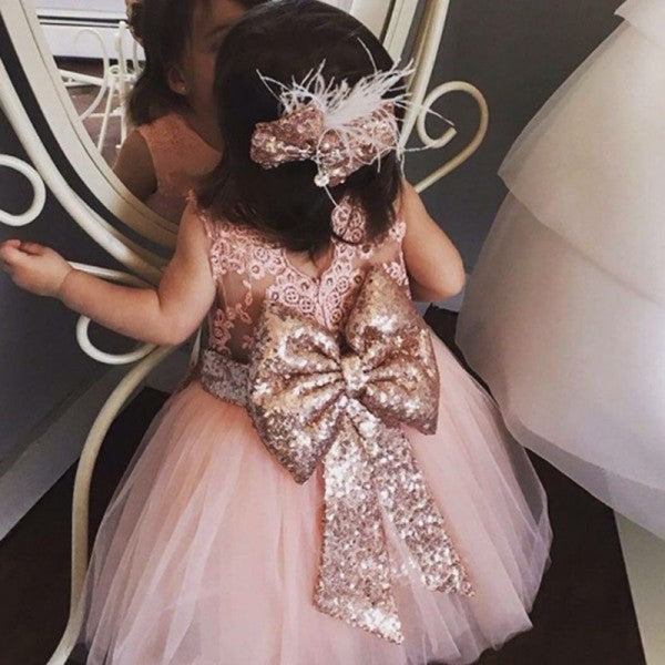 Ball Gown Scoop White Tulle Flower Girl Dresses LBQF0052