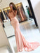 Applique Beaded Long Mermaid Spaghetti Straps Formal Prom Dresses, QB0610