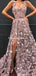 Pretty Square Neckline Pink Lace A-line Long Cheap Prom Dresses, PDS0090
