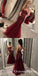 Charming Mermaid Sweetheart Long Burgundy Prom Dresses with Appliques, QB0527