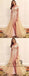 A-line V-neck Off the Shoulder Long Wedding Prom Dresses with Split, QB0294