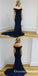 Mermaid Off-Shoulder Long Navy Blue Prom Dresses with Appliques, QB0508