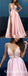 Charming Pink V-neck Sleeveless Split Prom Dresses with Appliques, QB0552