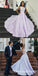 A-Line Bateau Sleeveless Long Cheap Lilac Floral Satin Prom Dresses, QB0590