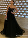 Sweetheart Sleeveless Charming Black Tulle A-line Long Cheap Formal Party Evening Prom Dresses, PDS0065