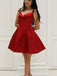 Sexy See Through Cap Sleeve Short Cheap Red Homecoming Dresses 2018, CM519