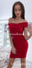 Tight Off-The-Shoulder Red Mermaid Short Cheap Party Homecoming Dresses, HDS0020