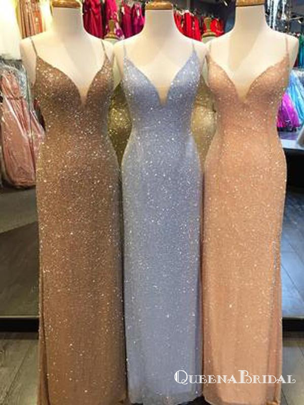 Sparkly Sequined Beaded Long Mermaid Evening Gowns Prom Dresses, QB0594
