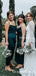 Simple Sapghetti Strap Teal Elastic Slik keen-Length Cheap Bridesmaid Dresses, BDS0013