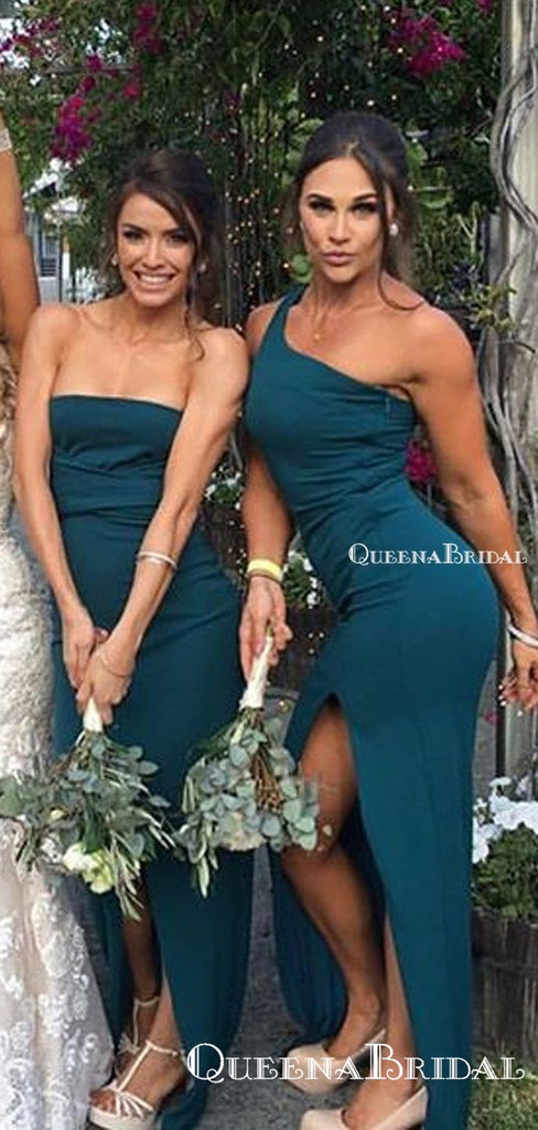 Mismatched Teal Double FDY Mermaid Long Cheap Bridesmaid Dresses, BDS0055