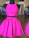 Sexy Open Back Hot Pink Two Piece Simple Cheap Homecoming Dresses 2018, CM490