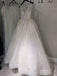 A Line Backless Beach Wedding Dresses V Neck Sequins Ivory Wedding Gowns, QB0260