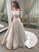 Off Shoulder Lace Modest Long Sleeve Ball Gown Wedding Dresses With Pocket, QB0262