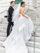 Popular V-neck Spaghetti Strap White Organza Backless A-line Long Cheap Wedding Dresses, WDS0009