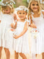 Cute A-Line Spaghetti Straps White Long Cheap Flower Girl Dresses with Bow Knot, QB0099