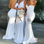 White V Neck Mermaid Long Cheap Custom Bridesmaid Dresses Online, WG271