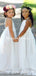 Charming Halter Straps Lace Backless A-line Long Cheap Flower Girl Dresses, FGS0017